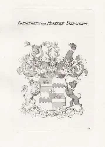 Freiherren von Franken-Sierstorpf - Francken-Sierstorpff Wappen coat of arms Heraldik heraldry