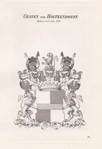 Grafen von Holtzendorff. - Holtzendorff Wappen coat of arms Heraldik heraldry