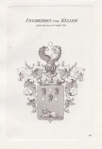 Freiherren von Keller. - Keller Wappen Adel coat of arms Heraldik heraldry