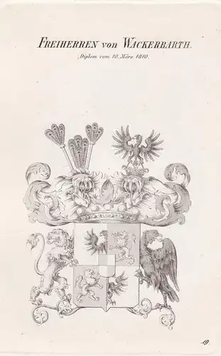 Freiherren von Wackerbarth. - Wackerbarth Wappen coat of arms Heraldik heraldry