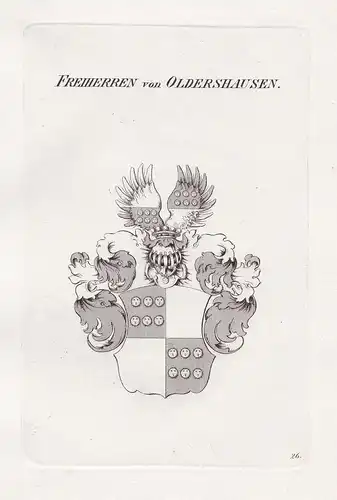 Freiherren von Oldershausen. - Oldershausen Wappen Adel coat of arms Heraldik heraldry