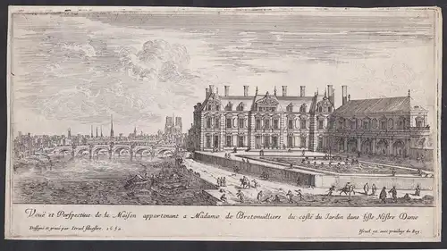 Veue et Perspective de la Maison appetenant a Madame de Bretonuilliers du costé du Jardin dans l'isle Notre Da