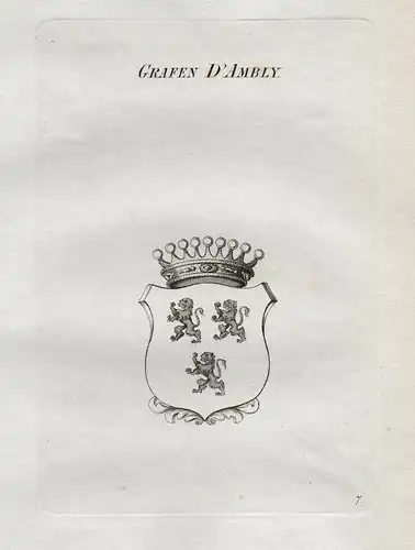 Grafen d'Ambly. - d'Ambly Wappen Adel coat of arms Heraldik heraldry