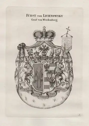 Fürst von Lichnowsky Graf von Werdenberg. - Lichnowsky Werdenberg Wappen coat of arms Heraldik heraldry