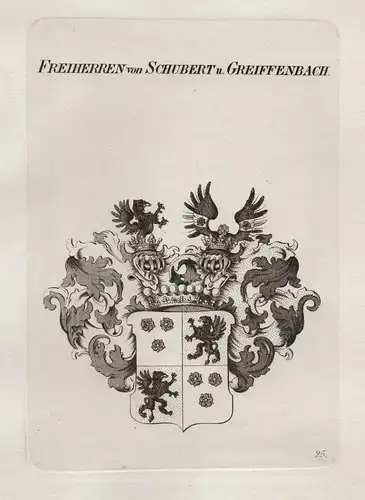 Freiherren von Schubert u. Greiffenbach - Schubert-Greiffenbach Schubert Greiffenbach Schlesien Wappen coat of