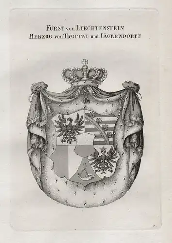 Fürst von Liechtenstein. Herzog von Troppau und Iägerndorff. - Liechtenstein Troppau Jägerndorf Wappen coat of