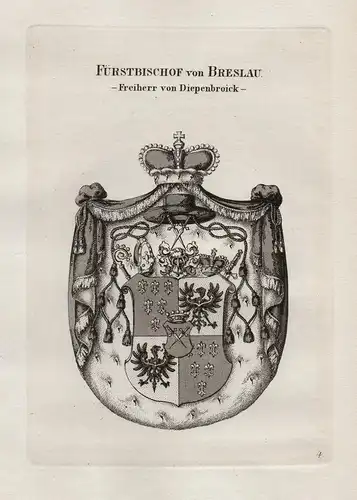 Fürstbischof von Breslau. Freiherr von Diepenbroick. - Breslau Wroclaw Polen Poland Polska Diepenbroick Wappen