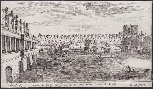 Veue du Guary de Gesure, et du Pont nostre Dame de Paris. - Paris Quai de Gesvres Notre-Dame