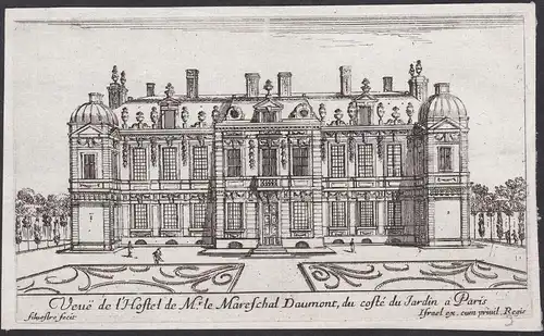 Veue de l'Hostel de Mr. le Marechal Daumont, du coste de Jardin a Paris. - Paris Hotel d'Aumont jardin Albert