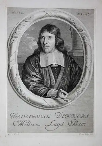 Fredericus Dekkers - Frederik Dekkers (1644-1720) Dutch physician medicus 's-Hertogenbosch Leiden professor Po