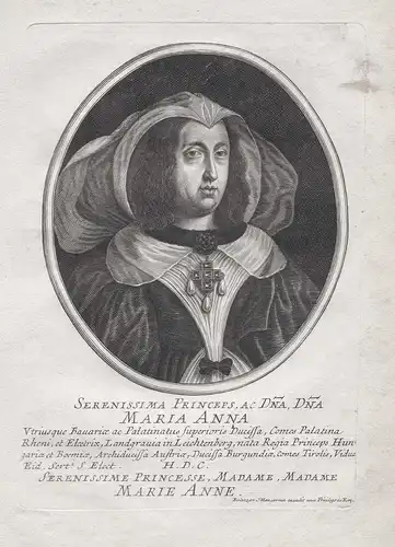 Serenissima Princeps, Ac Dna Dna Maria Anna... - Maria Anna von Österreich (1610-1665) Erzherzogin Kurfürstin