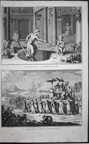 La Pagode de Kamaetsma. / La Procession de Witsnou. - India Hinduism Vishnu ritual ceremony Hindu Indien Asien