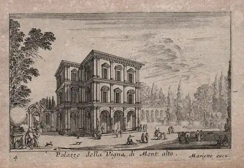 Palazzo de la Vigna di Mont alb. - Roma Rome Rom Villa Montalto Peretti Negroni Kupferstich etching incisione