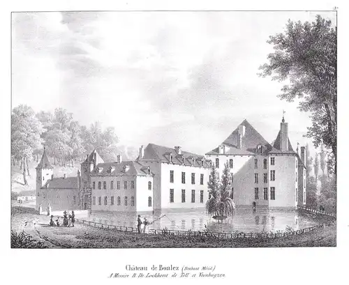 Chateau de Bonlez - Bonlez Wallonien Nivelles Chaumont-Gistoux Schloss Lithographie Cloet Belgique Belgien