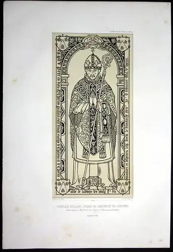 Charles Guillart eveque de Chalons et de Chartes - Villeneuve sous Dammartin Eglise Seine et Marne Lithographi