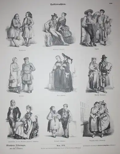 Volkstrachten. - Volkstrachten Trachten Europa costumes Europe Münchener Bilderbogen Nr. 272