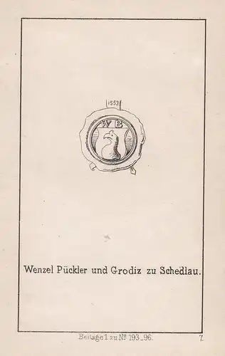 Wenzel Pückler und Grodiz zu Schedlau - Pückler Gröditz Szydlowiec Slaski Schedlau Wappen heraldry Heraldik co