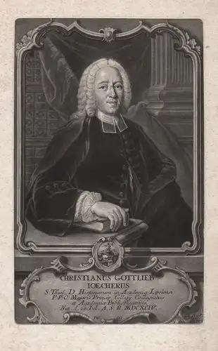 Christianus Gottlieb Ioecherus - Christian Gottlieb Jöcher (1694-1758) Bibliothekar Leipzig Lexikograf Portrai