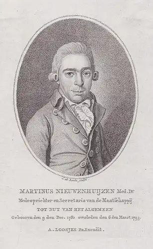 Martinus Nieuwenhuijzen. - Martinus Nieuwenhuyzen (1759-1793) Dutch physician Medicus Amsterdam Haarlem Franek
