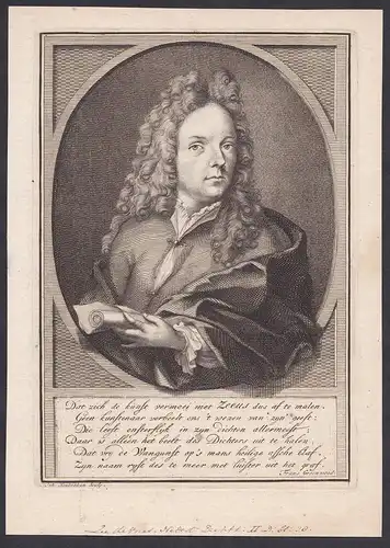 Dat zich de kunst vermoei met Zeeus... - Jacob Zeeus (1686-1718) Dutch poet writer Zevenbergen Dordrecht Portr