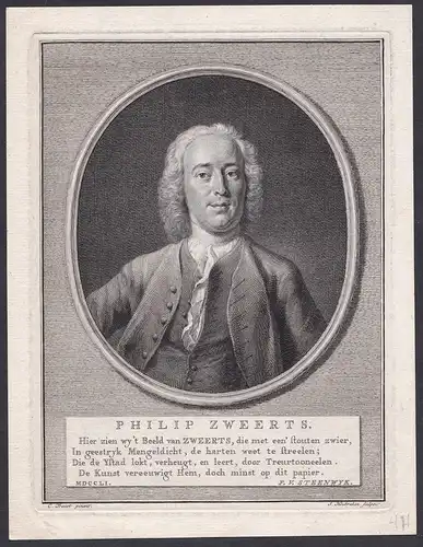 Philip Zweerts - Philip Zweers (1704-1774) Dutch poet Amsterdam Portrait