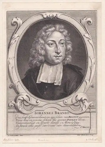 Iohannes Brandt - Johannes Brandt (1661-1708) Dutch Amsterdam Remonstrant Rotterdam Portrait