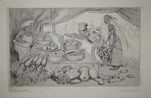 Kannibo der Treue - Koch Afrika Hochzeit Ureinwohner Karikatur