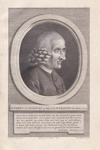 Gebooren te Leyden den 15. Sept. 1706... - Jan de Kruijff (Kruyff) (1706-1775) Dutch poet merchant Dutch East