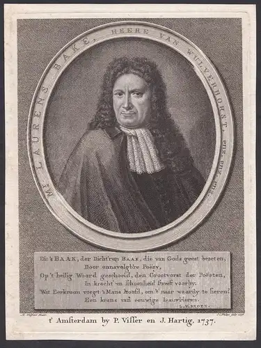 Mr. Laurens Bake, Heere van Wulverhorst. // Laurens Bake (1629-1702) Dutch poet Amsterdam Utrecht Wulverhorst