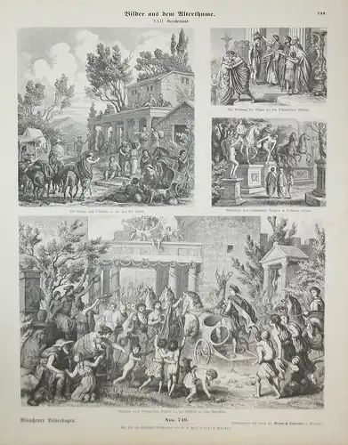 Bilder aus der Alterthume. - Griechen Antike Altertum Griechenland Münchener Bilderbogen Nr. 749