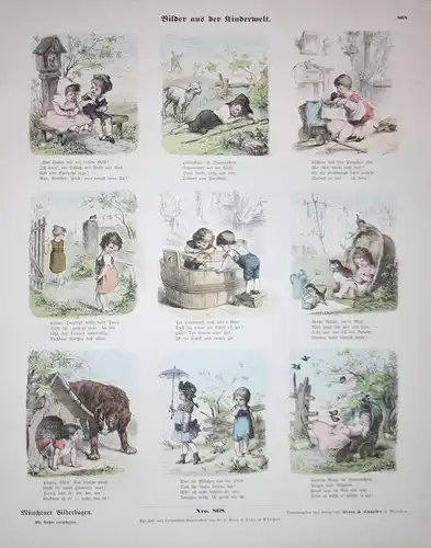 Bilder aus der Kinderwelt. - Kinder Spiel Kinderleben children Kinderwelt Münchener Bilderbogen Nr. 868