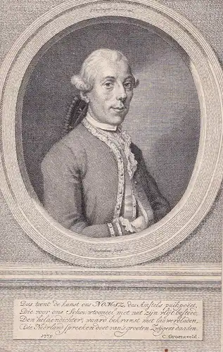 Dus toont de kunst Nomsz, des Amstels puikpoeet... // Johannes Nomsz (1738-1803) Dutch writer poet Portrait