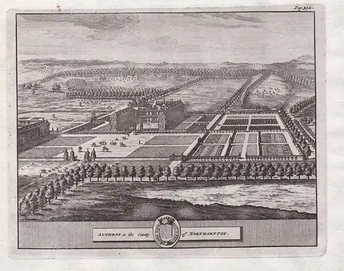 Althrop in the County of Northampton. - Althorp Northamptonshire Northampton England copper engraving Kupferst