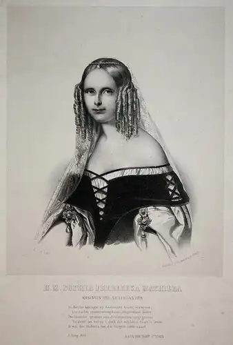 H. M. Sophia Frederika Mathilda - Sophie van Württemberg (1818-1877) Königin Niederlande Portrait