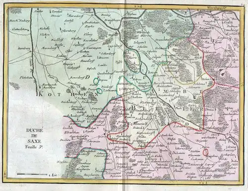 Duche de Saxe. Feuille 3e. - Sachsen Delitzsch Bernberg Dessau Zörbig Köthen Bad Düben Bitterfeld Karte map