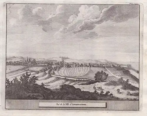 Vue de la Ville d'Aberbrothok. - Arbroath Angus Scotland Schottland Ansicht view copper engraving Kupferstich