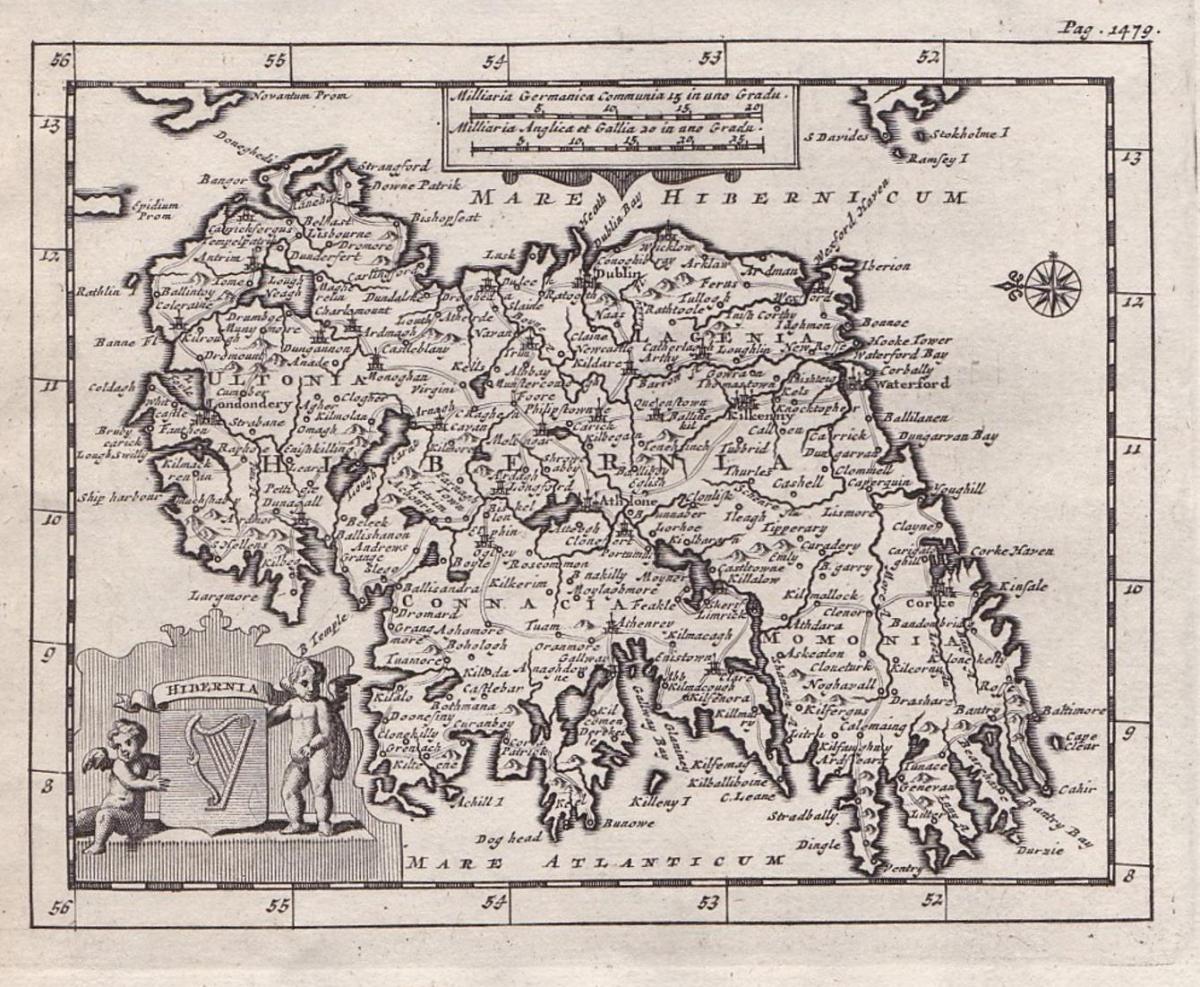Hibernia. Ireland Irland map Karte copper engraving Kupferstich Nr