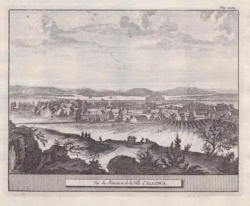 Vue du Chateau & de la Ville d'Allowa. - Alloa Clackmannanshire Scotland Schottland copper engraving Kupfersti