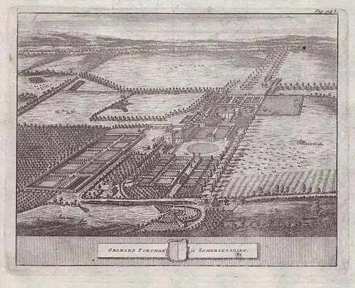 Orchard Portman in Somersetshire - Orchard Portman Somerset England Ansicht view copper engraving Kupferstich