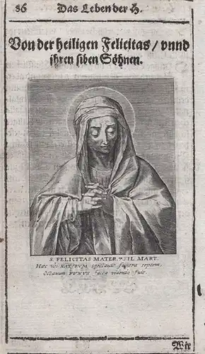 S. Felicitas Mater. - Felicitas Märtyrerin Felicitas of Rome Felicity martyr Heiligenbild