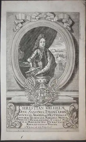 Christian Wilhelm Dux Saxoniae. // Christian Wilhelm (1706-1748) von Sachsen-Gotha-Altenburg Herzog Portrait.