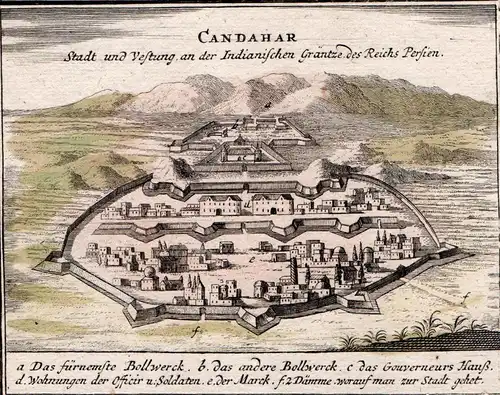 Candahar. Stadt und Vestung an der Indianischen Gräntze des Reichs Persien. - Kandahar Qandahar Afghanistan Or