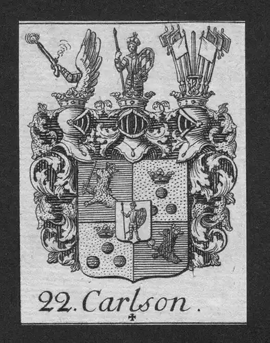 - Carlson Wappen vapen coat of arms Genealogie Heraldik Kupferstich