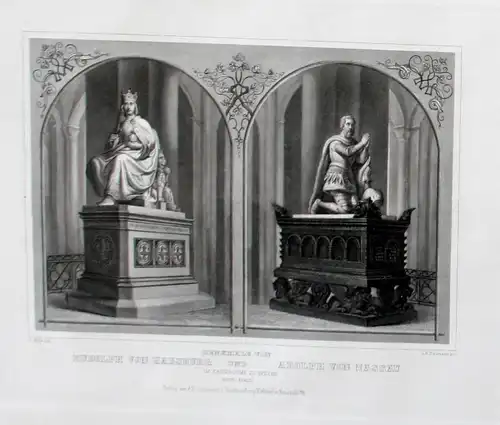 Denkmale von Rudolph von Habsburg und Adolph von Nassau im Kaiserdome zu Speyer. // Speyer Dom Rudolf von Habs
