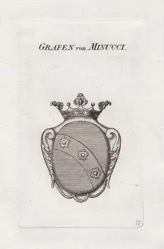 Grafen von Minucci - Minucci Wappen coat of arms Genealogie Kupferstich copper engraving antique print