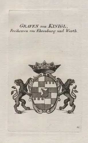 Grafen von Kinigl Freiherren von Ehrenburg und Warth - Wappen coat of arms