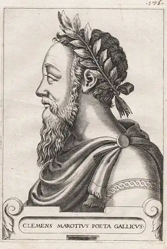 Clemens Marotius Poeta Gallicus - Clement Marot (1496-1544) French Renaissance poet Portrait