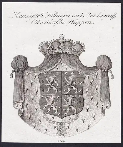 Herzoglich Dillingen und Reichsgräfl. Ottweilerisches Wappen - Ottweiler Wappen coat of arms