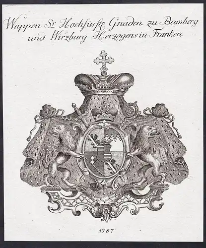 Wappen Sr Hochfürstl. Gnaden zu Bamberg und Wirzburg Herzogens in Franken  - Würzburg Wappen coat of arms