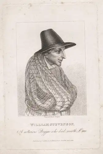 William Stevenson, a notorious beggar who died worth £ 900 - William Stevenson beggar London Bettler Portrait